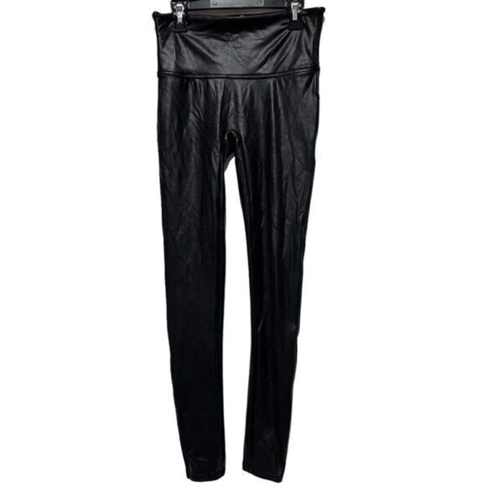 Spanx‎ Women's Faux Leather High Waist Moto Pull On Skinny Leggings Black Small